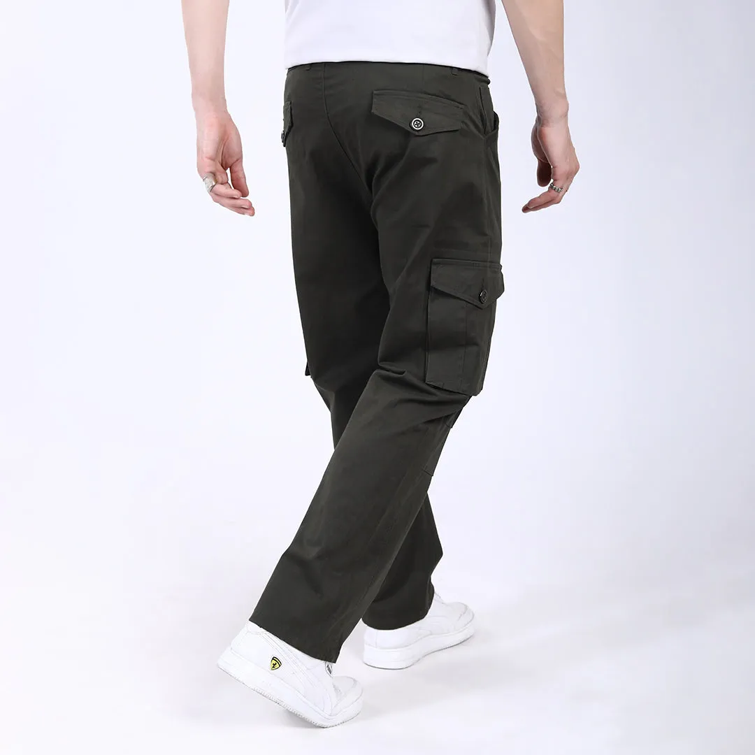 Men's Relaxed Fit Dark Grey Stretch Cotton Cargo Pants – Streetwear Utility Style
