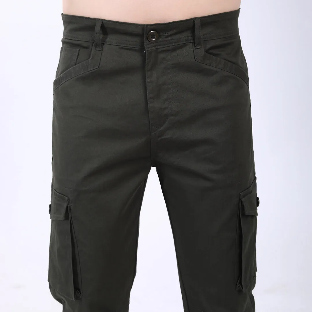 Men's Relaxed Fit Dark Grey Stretch Cotton Cargo Pants – Streetwear Utility Style