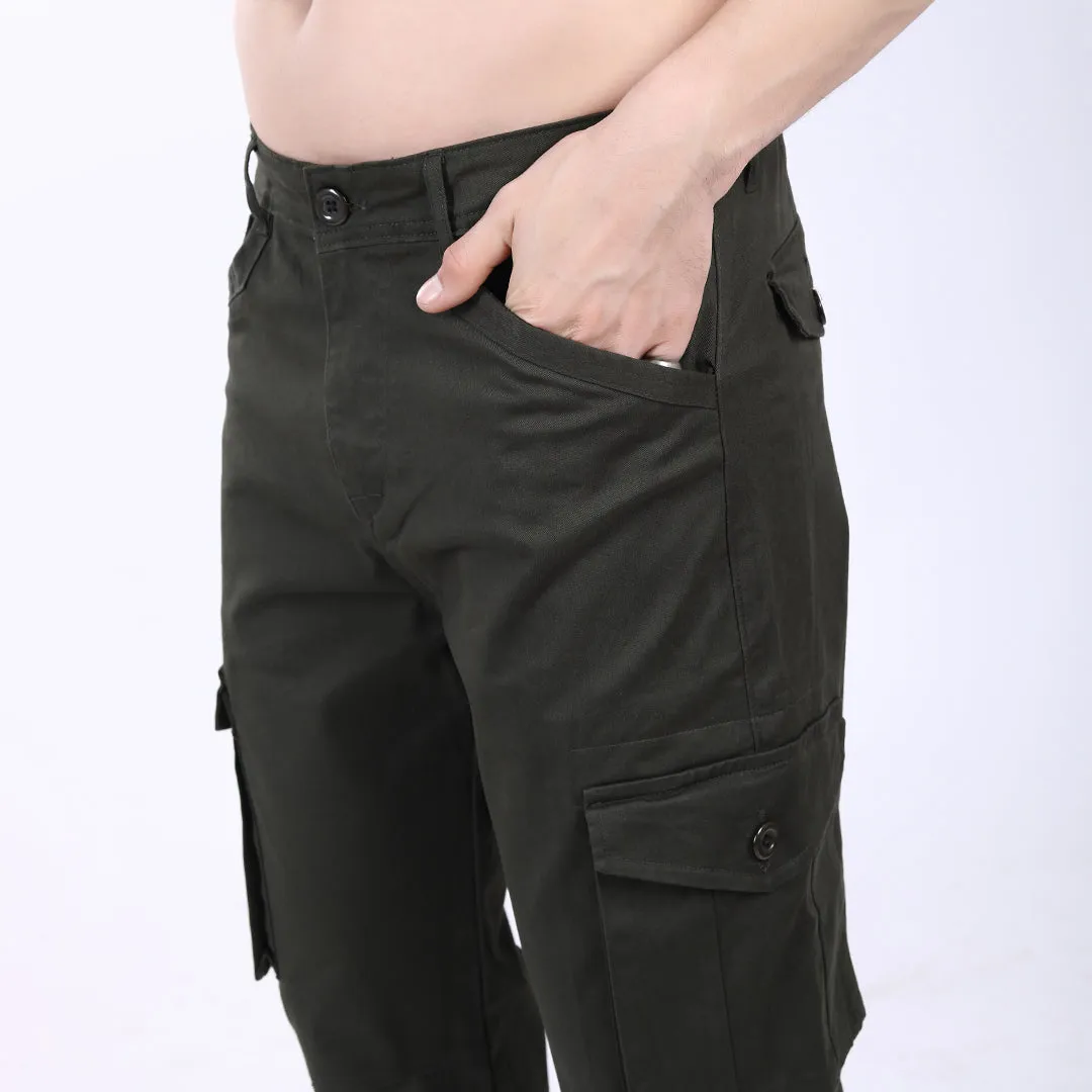 Men's Relaxed Fit Dark Grey Stretch Cotton Cargo Pants – Streetwear Utility Style