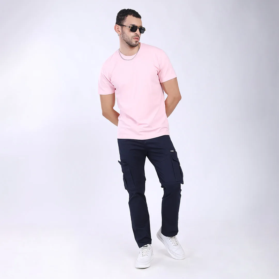 Men's Relaxed Fit Navy Blue Stretch Cotton Cargo Pants – Functional Streetwear Style