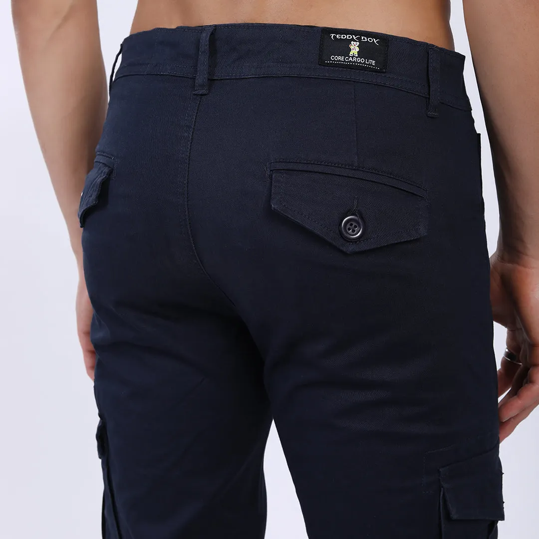 Men's Relaxed Fit Navy Blue Stretch Cotton Cargo Pants – Functional Streetwear Style