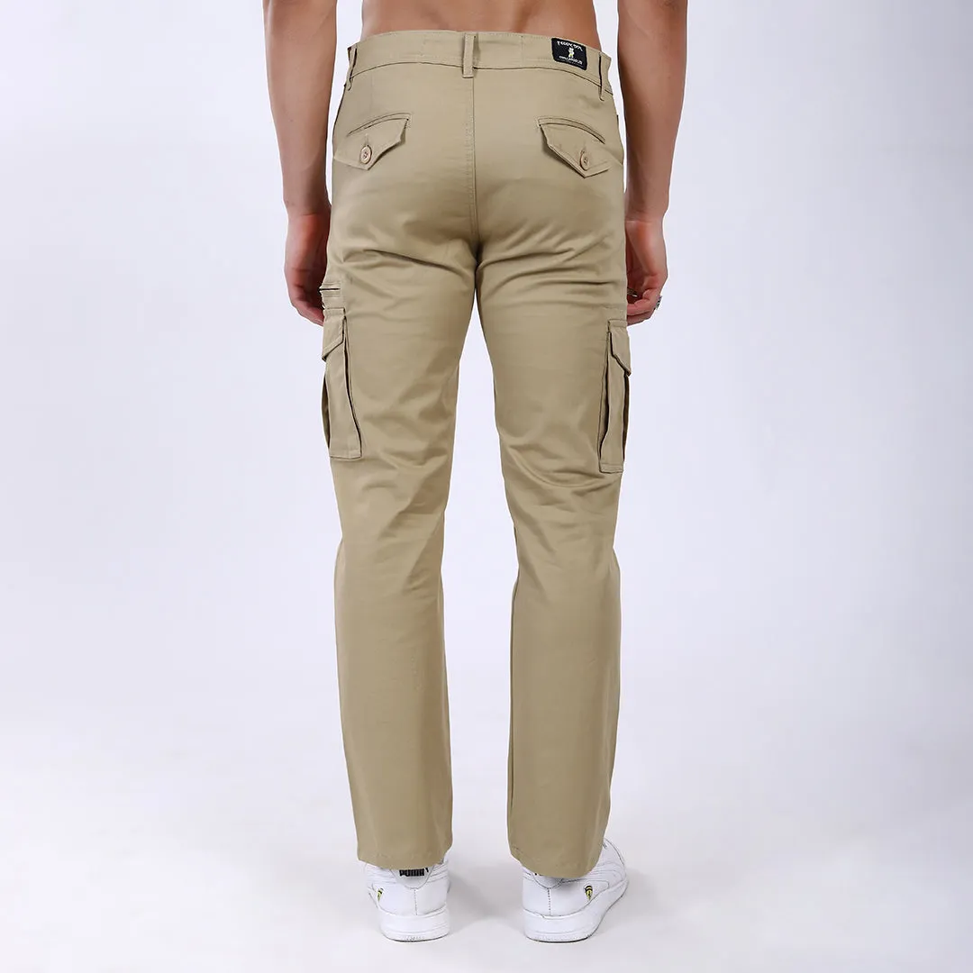 Men's Relaxed Fit Lt. Brown Stretch Cotton Cargo Pants – Functional Streetwear Style