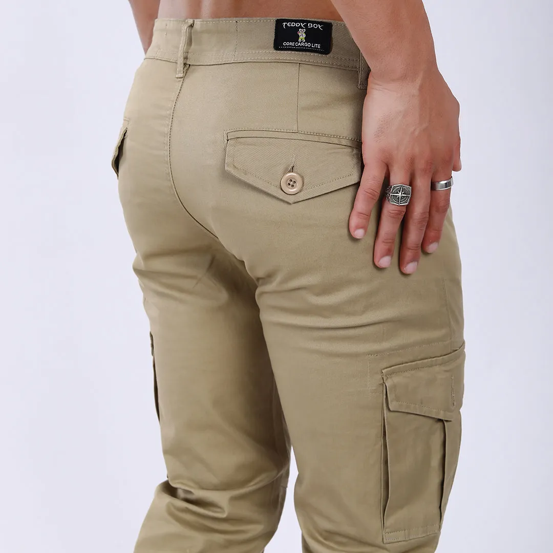 Men's Relaxed Fit Lt. Brown Stretch Cotton Cargo Pants – Functional Streetwear Style