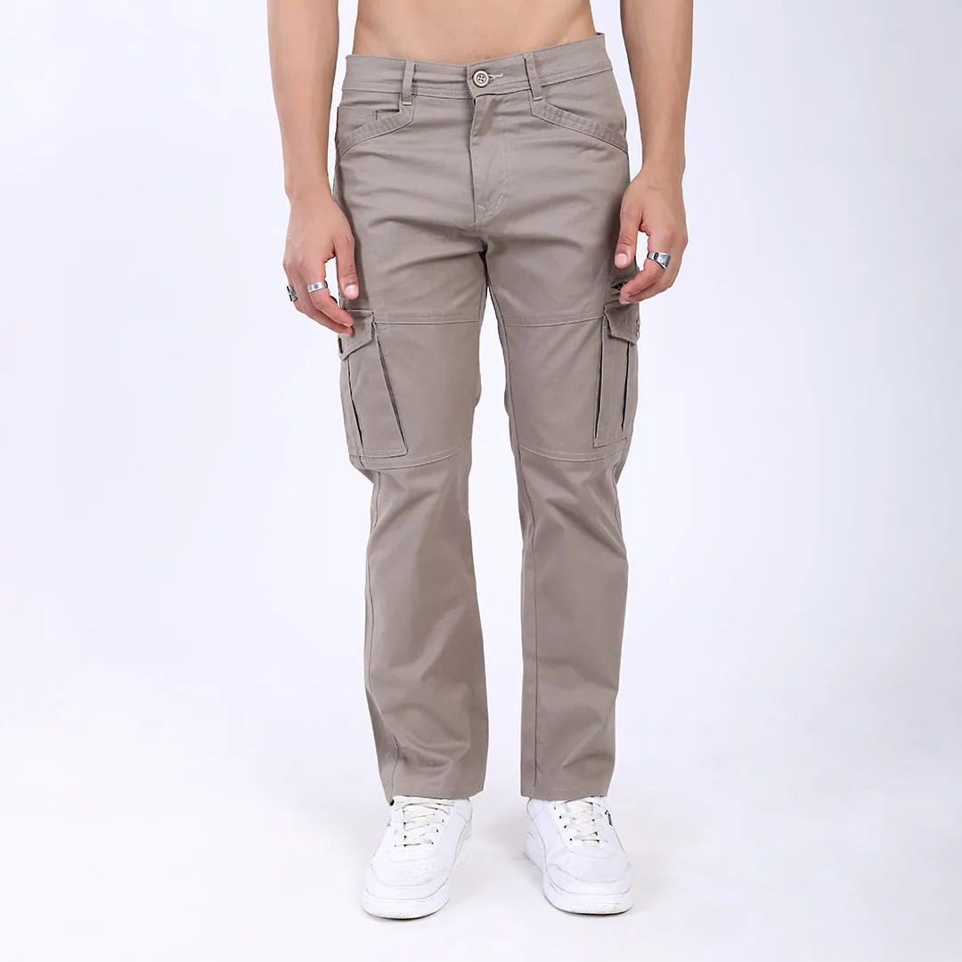 Men's Relaxed Fit Grey Stretch Cotton Cargo Pants – Functional Streetwear Style