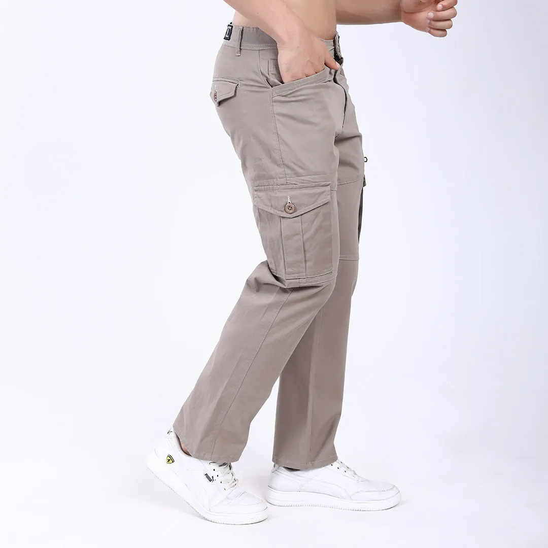 Men's Relaxed Fit Grey Stretch Cotton Cargo Pants – Functional Streetwear Style