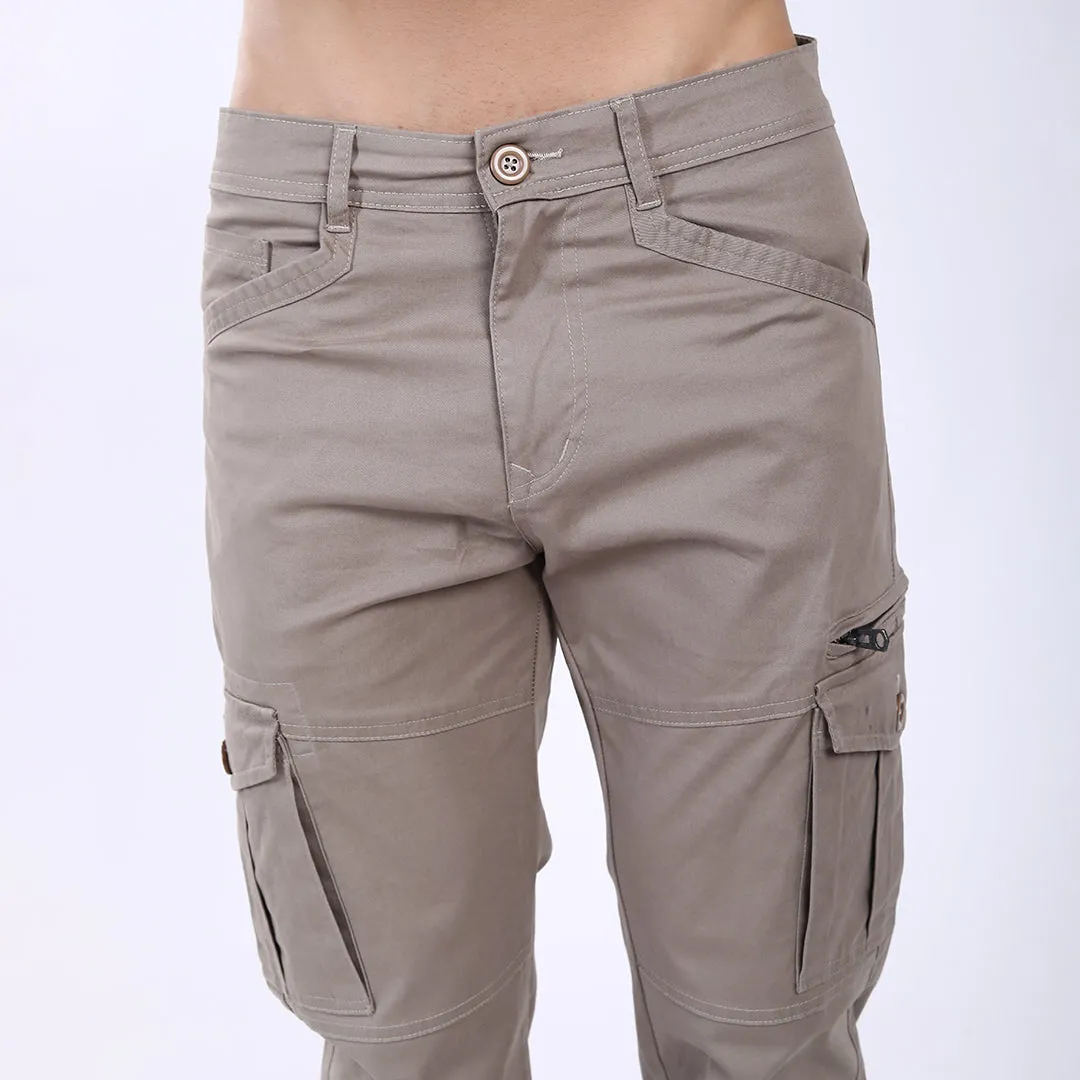 Men's Relaxed Fit Grey Stretch Cotton Cargo Pants – Functional Streetwear Style