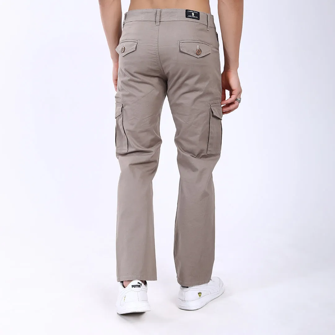 Men's Relaxed Fit Grey Stretch Cotton Cargo Pants – Functional Streetwear Style