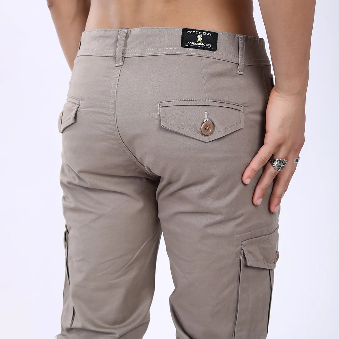 Men's Relaxed Fit Grey Stretch Cotton Cargo Pants – Functional Streetwear Style