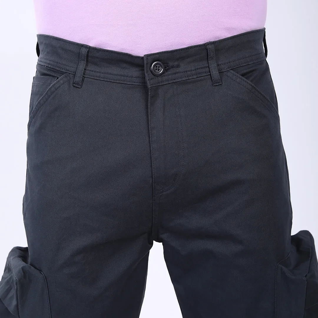 Men's Relaxed Fit Navy Stretch Cotton Cargo Pants – Streetwear Large pocket Style