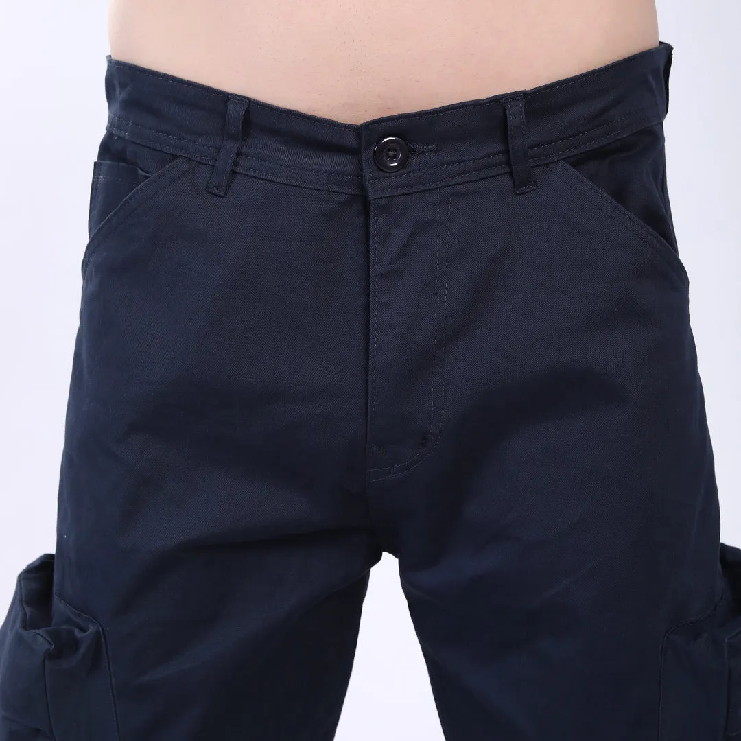 Men's Relaxed Fit Dark Grey Stretch Cotton Cargo Pants – Streetwear Large pocket Style