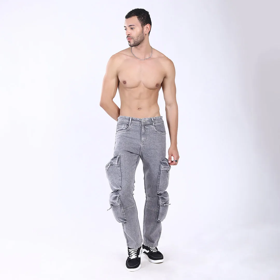 GREY BAGGY CARGO FIT JEAN