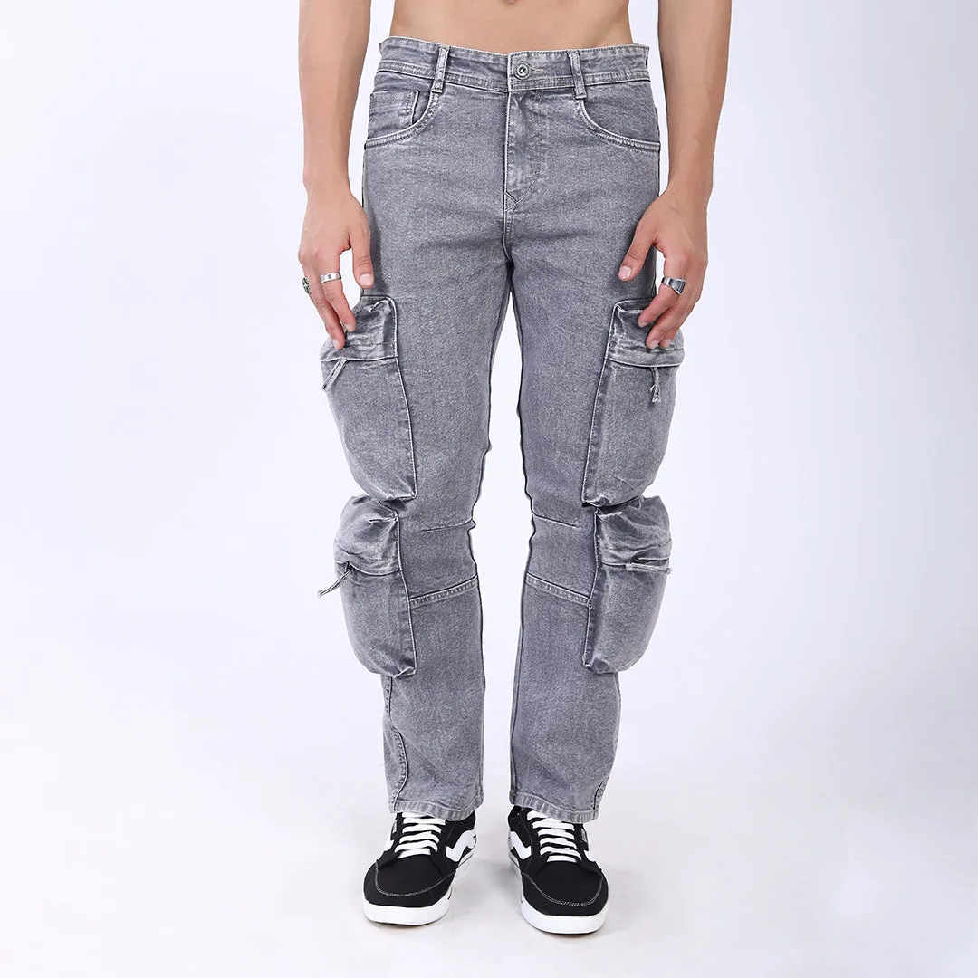 GREY BAGGY CARGO FIT JEAN