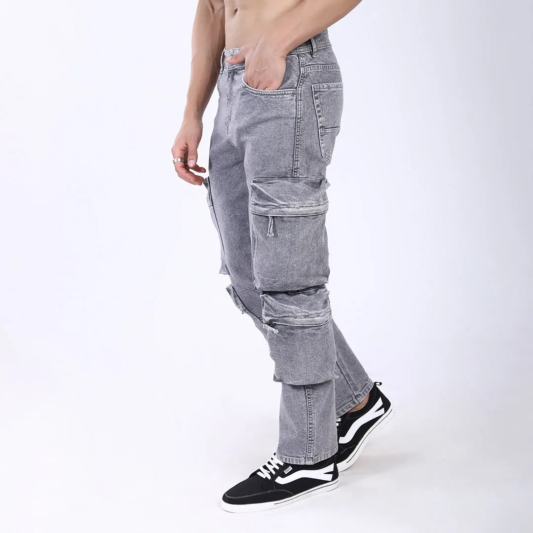 GREY BAGGY CARGO FIT JEAN