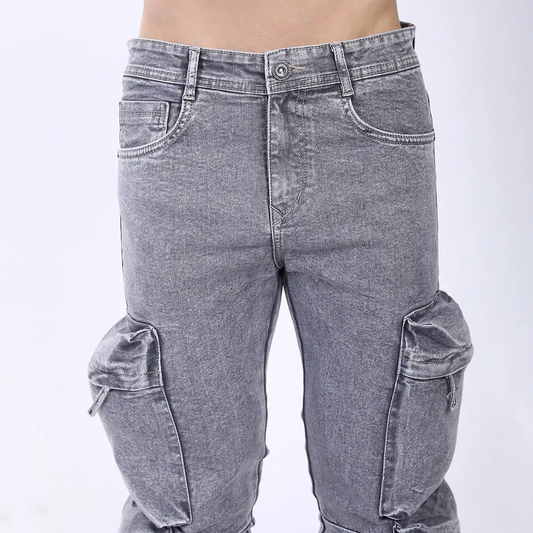 GREY BAGGY CARGO FIT JEAN
