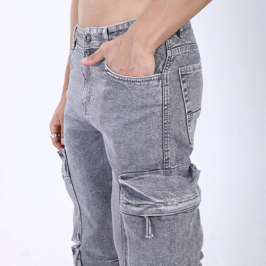 GREY BAGGY CARGO FIT JEAN