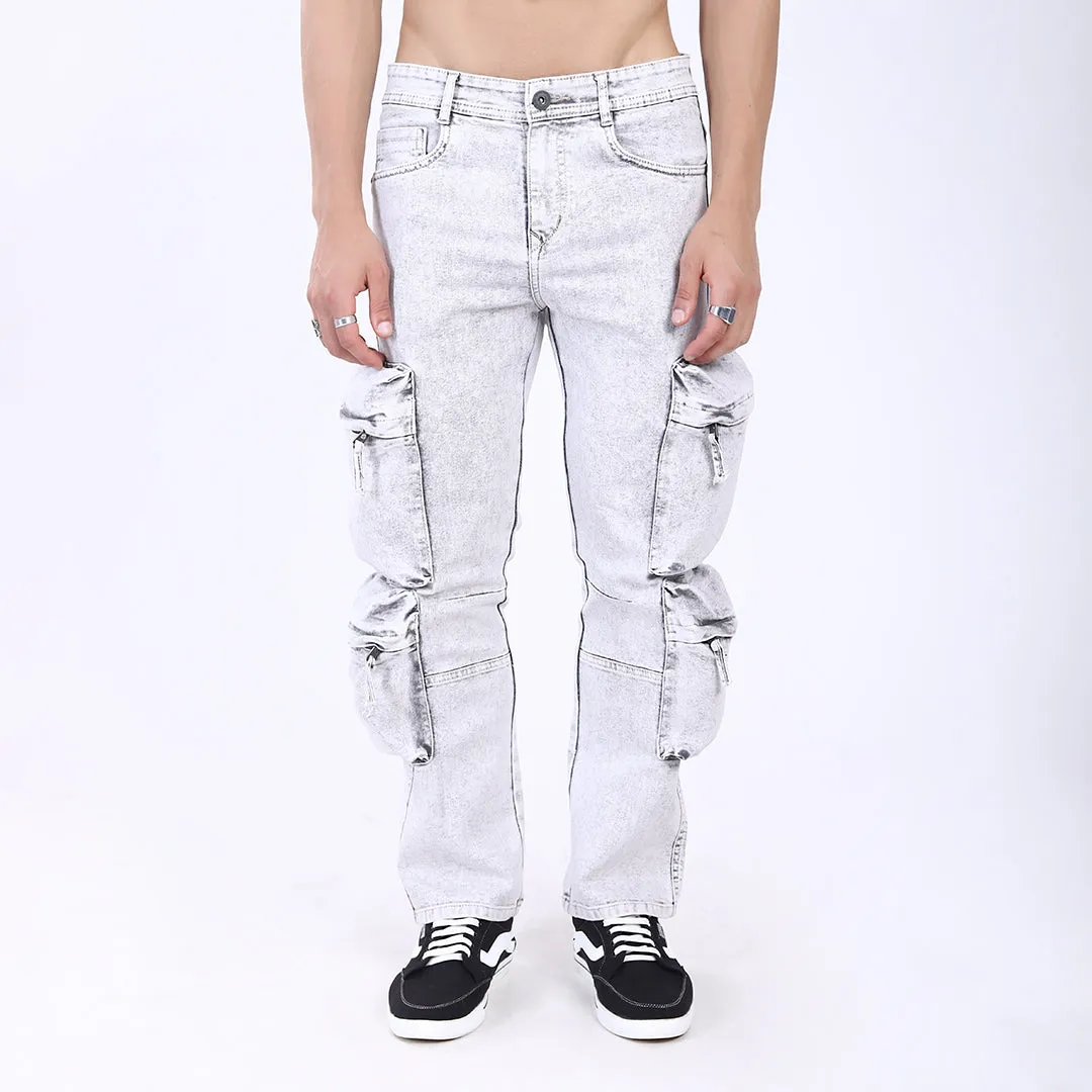 LIGHT GREY BAGGY CARGO FIT JEAN