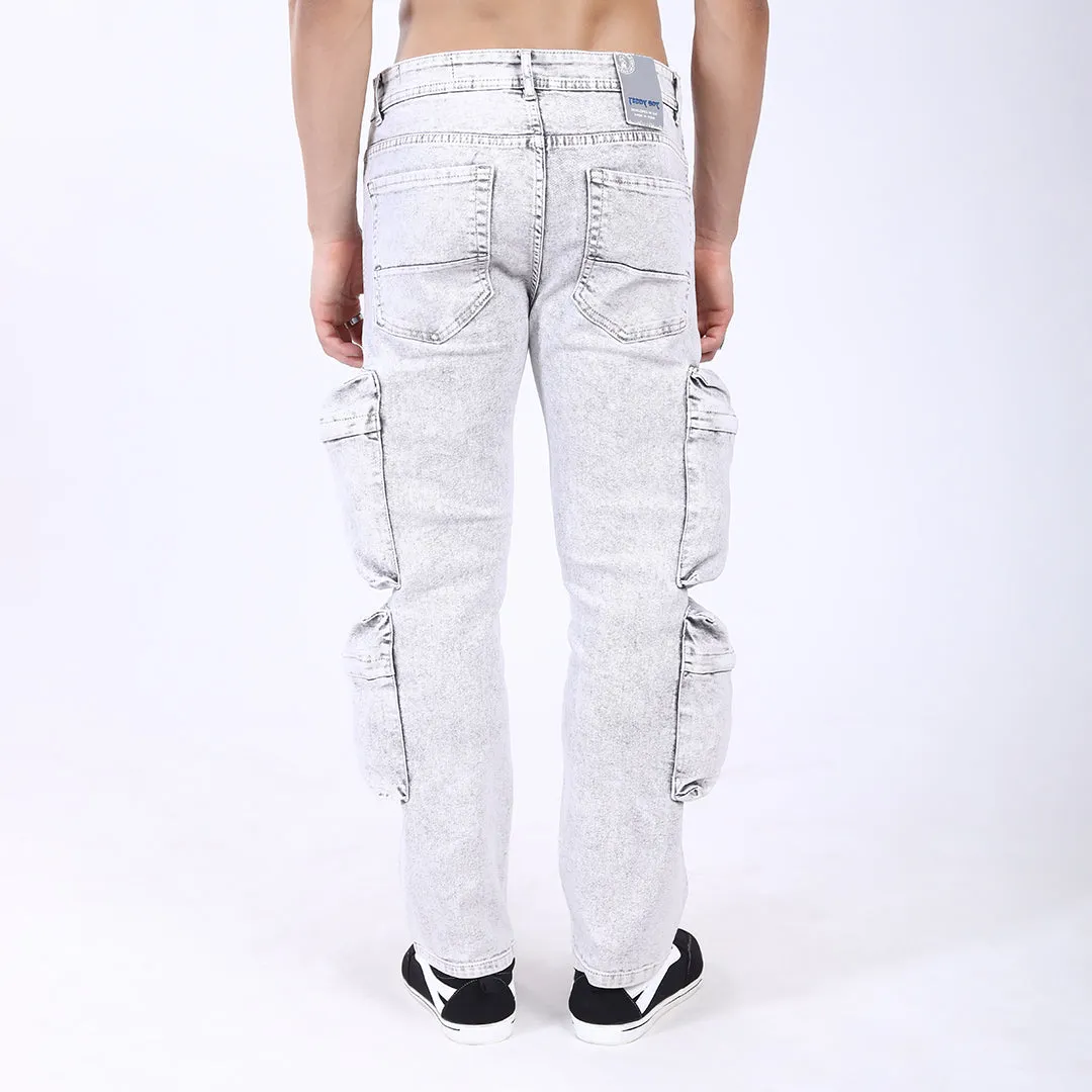 LIGHT GREY BAGGY CARGO FIT JEAN