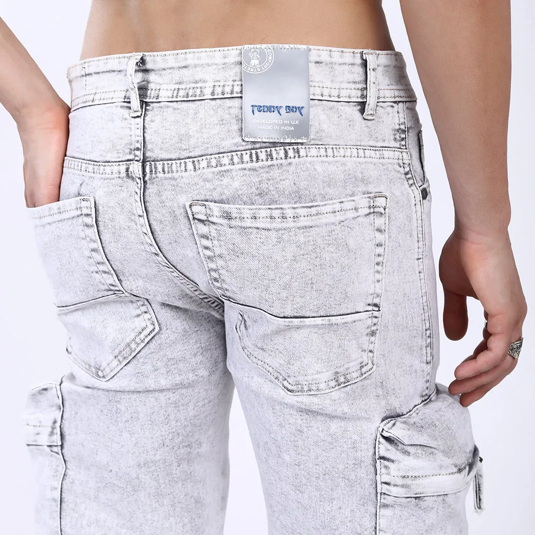 LIGHT GREY BAGGY CARGO FIT JEAN