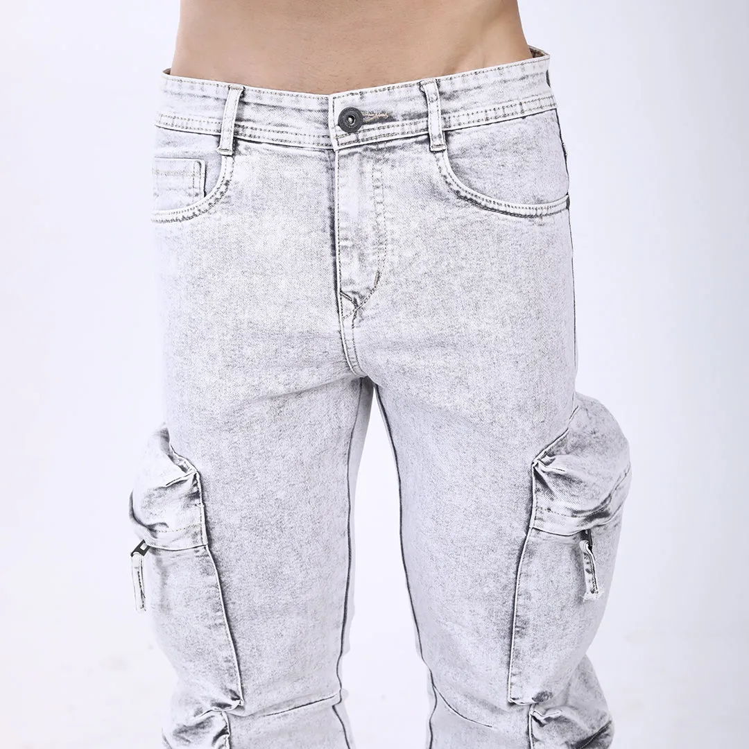 LIGHT GREY BAGGY CARGO FIT JEAN