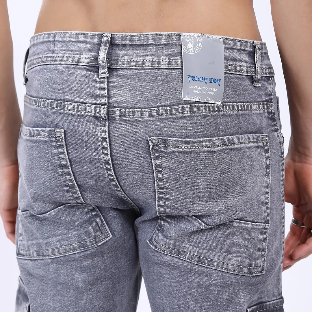 LIGHT GREY BAGGY CARGO FIT JEAN OVERDYED