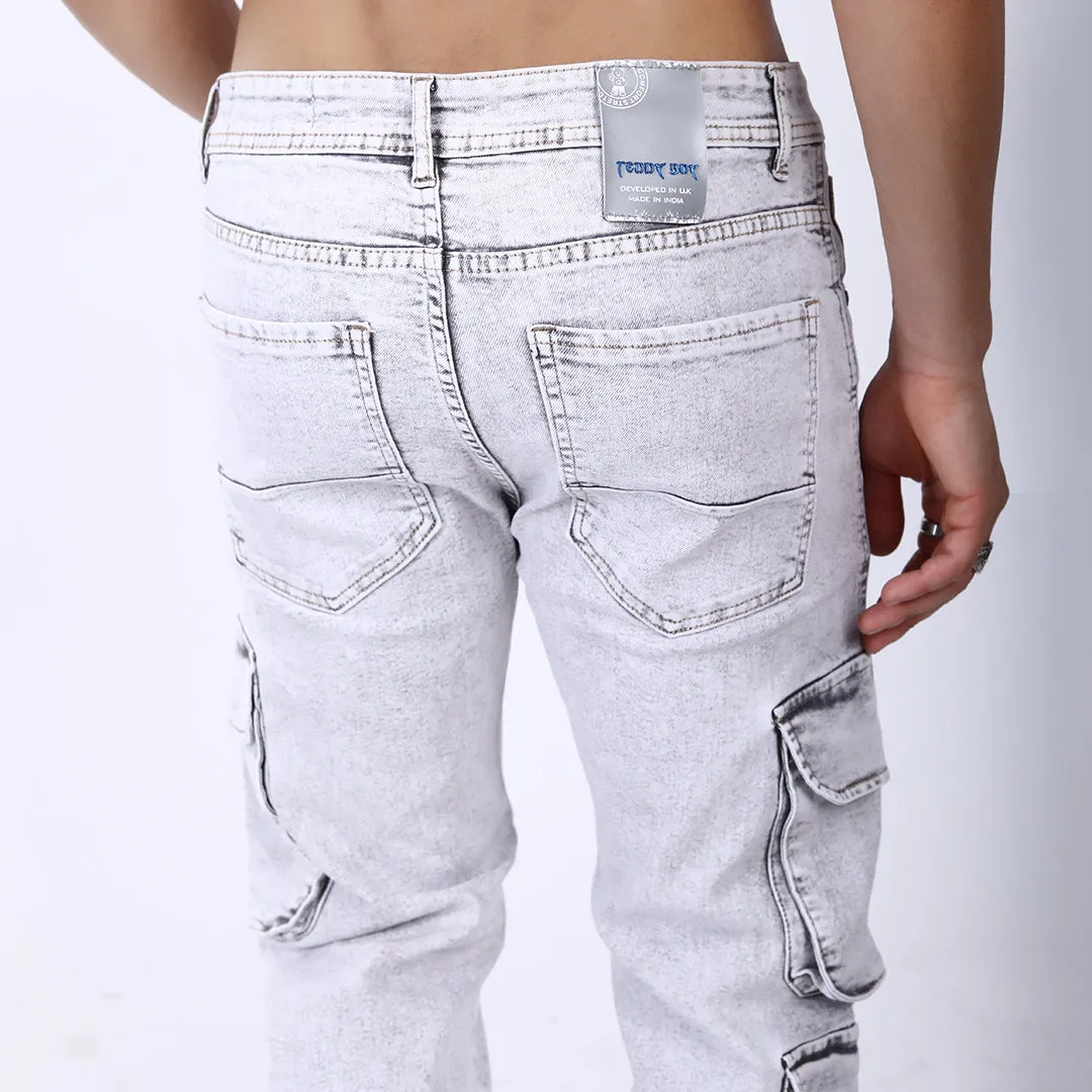 LIGHT GREY BAGGY CARGO FIT JEAN OVERDYED