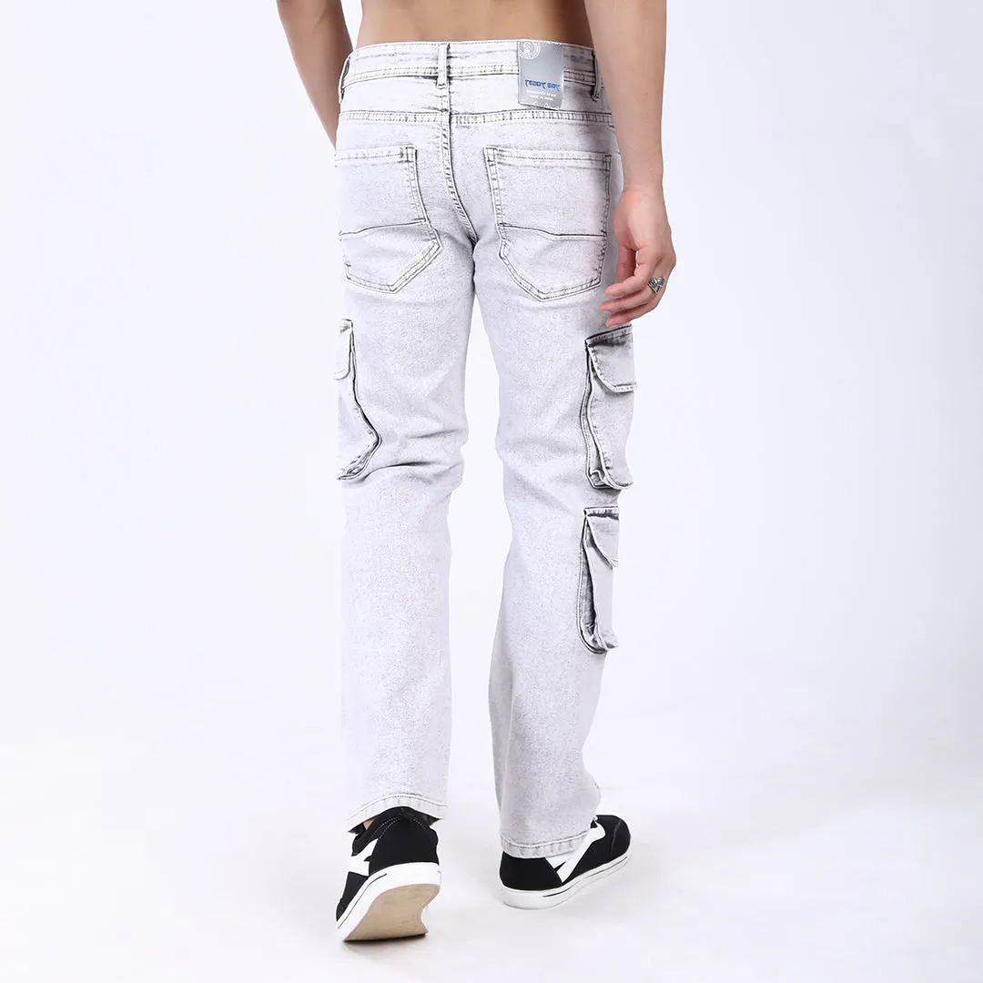 LIGHT GREY BAGGY CARGO FIT JEAN OVERDYED