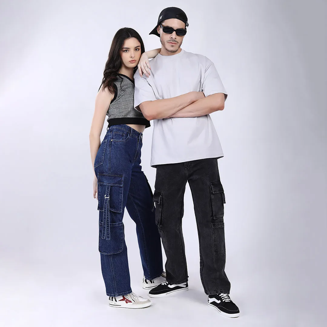 LIGHT GREY BAGGY CARGO FIT JEAN