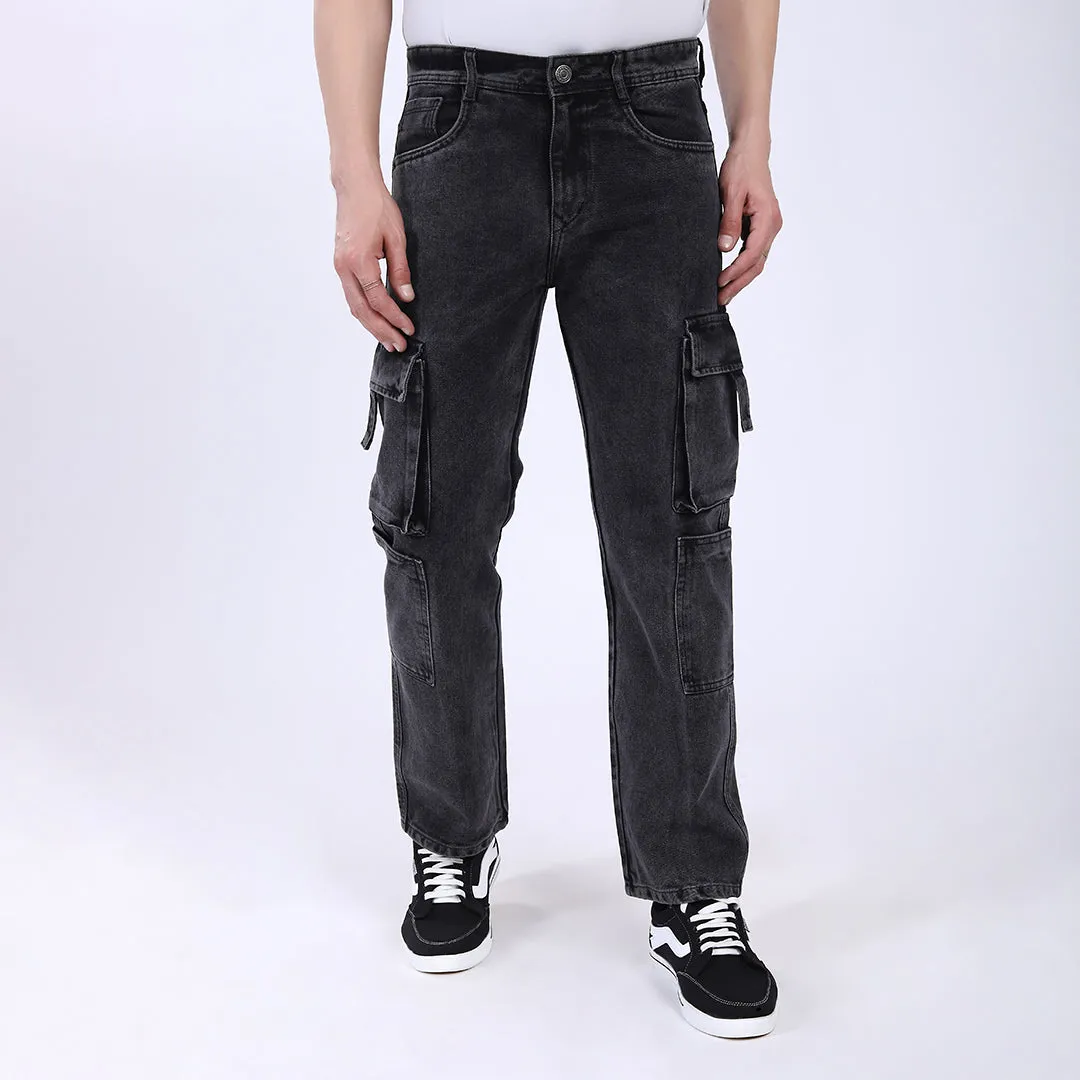 LIGHT GREY BAGGY CARGO FIT JEAN