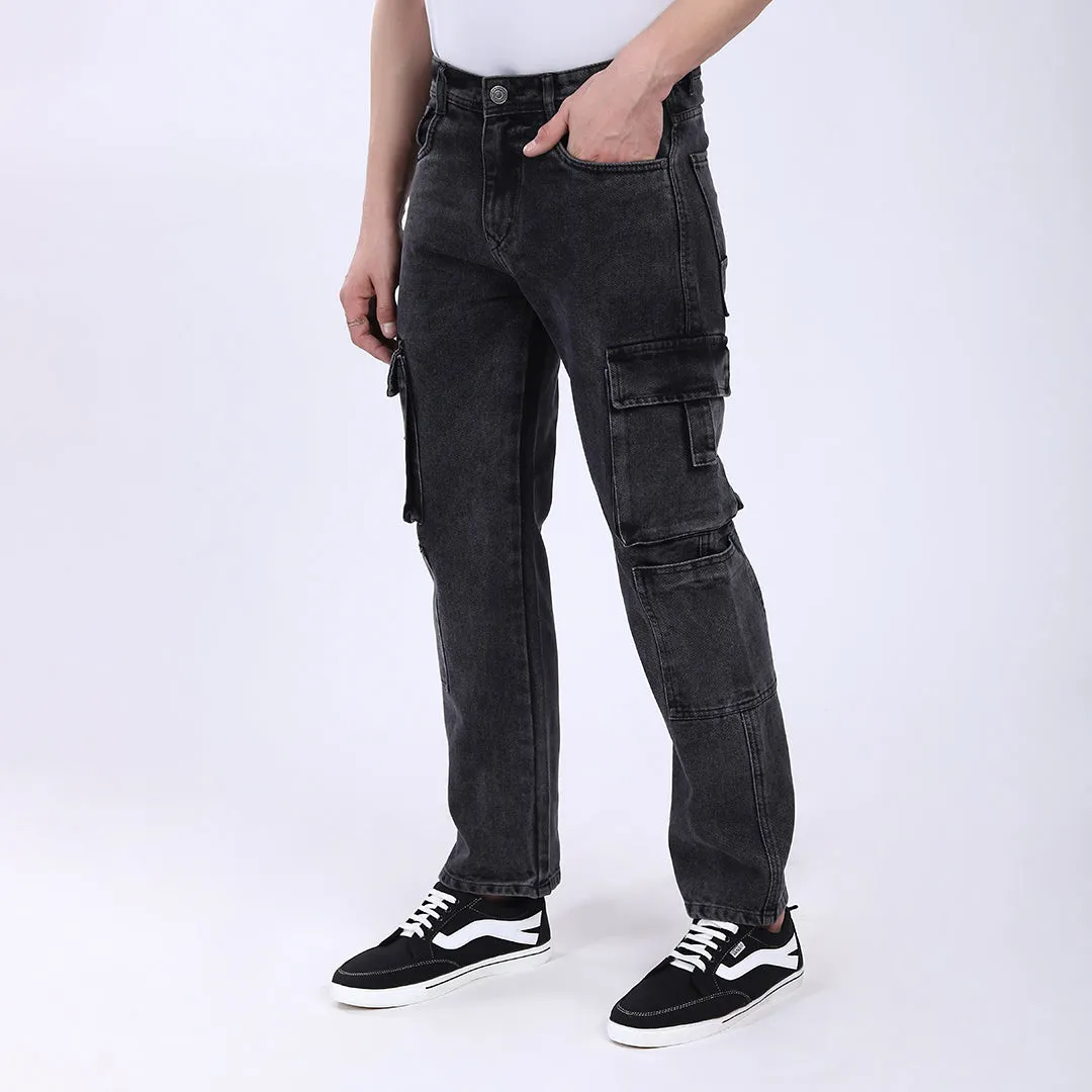 LIGHT GREY BAGGY CARGO FIT JEAN