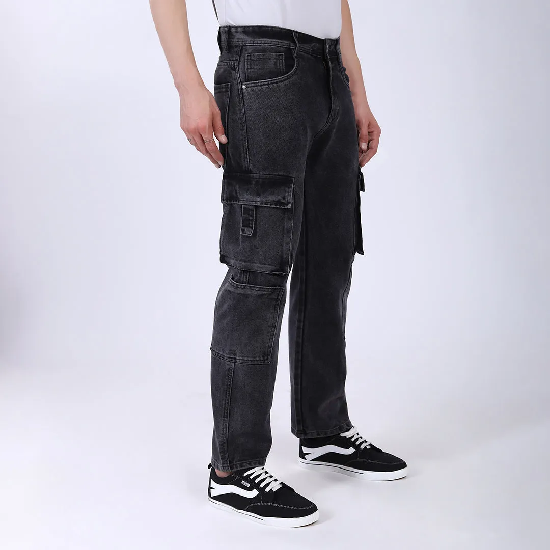 LIGHT GREY BAGGY CARGO FIT JEAN