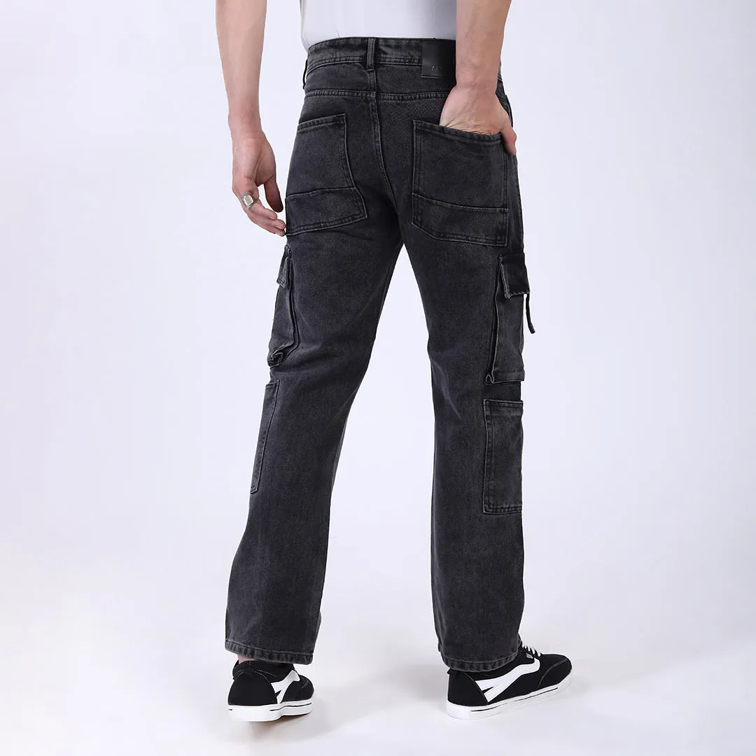LIGHT GREY BAGGY CARGO FIT JEAN