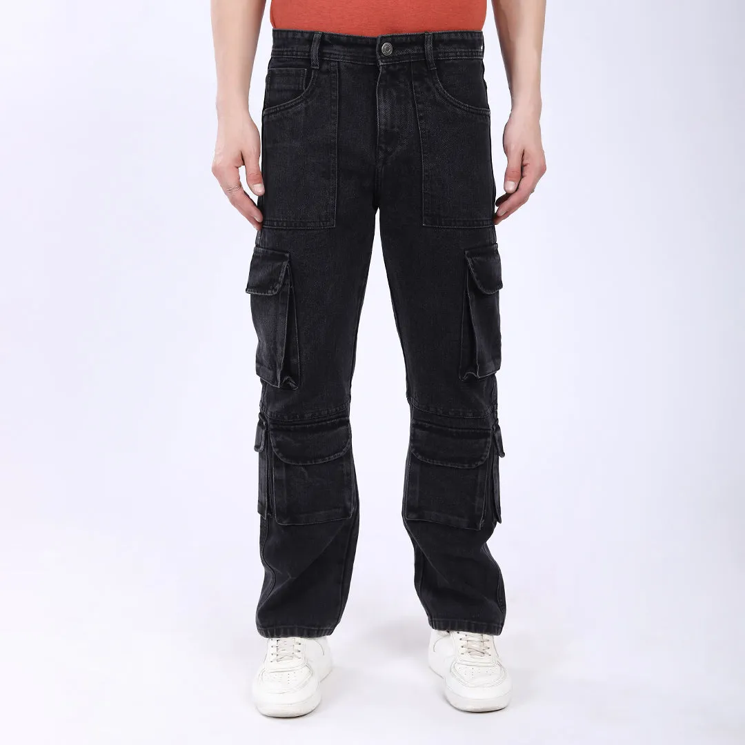 DARK GREY BAGGY CARGO FIT JEAN