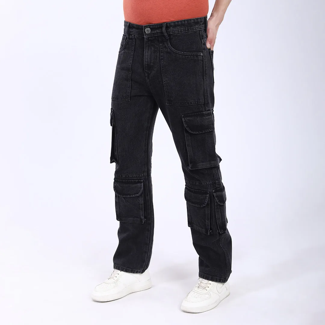 DARK GREY BAGGY CARGO FIT JEAN