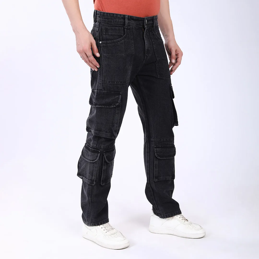 DARK GREY BAGGY CARGO FIT JEAN