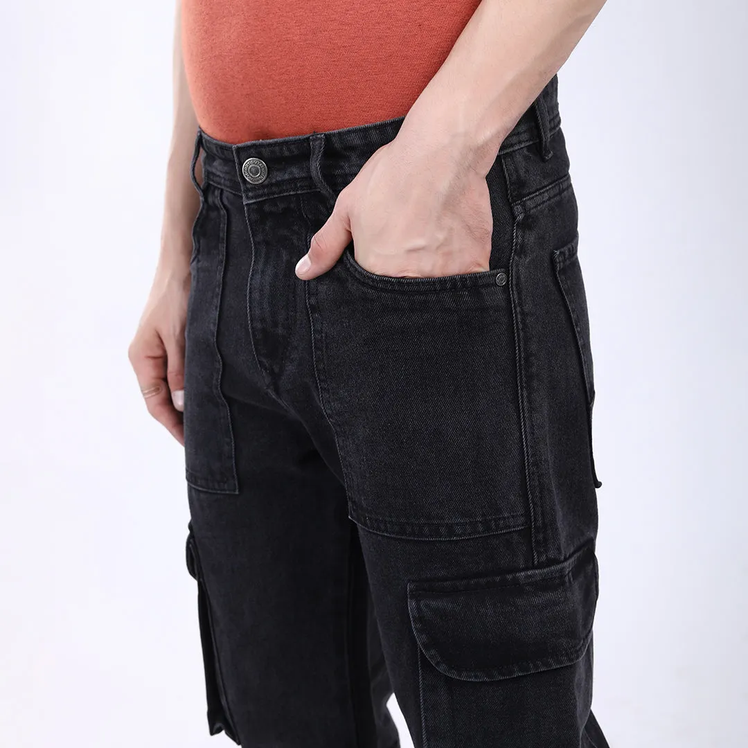 DARK GREY BAGGY CARGO FIT JEAN