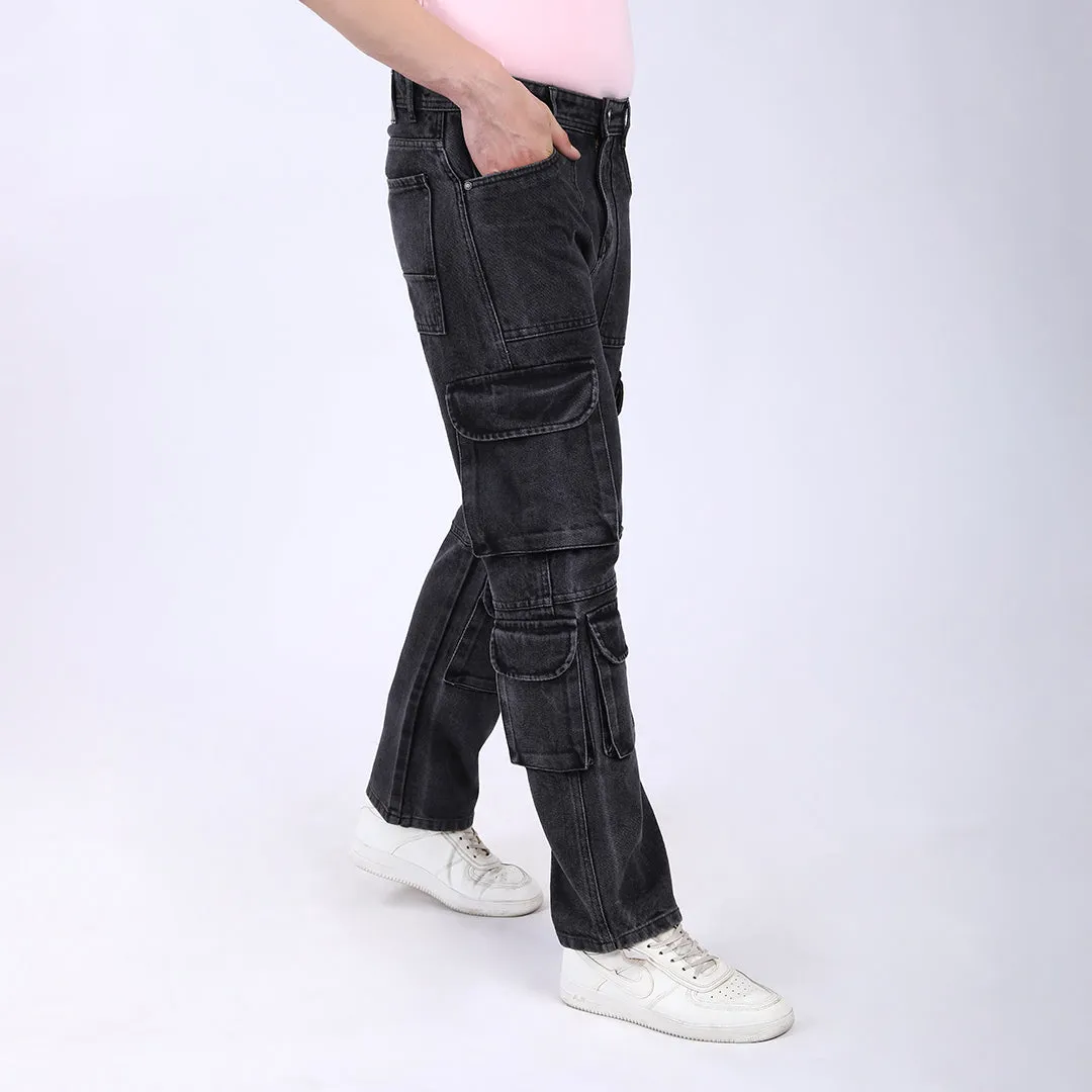 BLACK BAGGY CARGO FIT JEAN