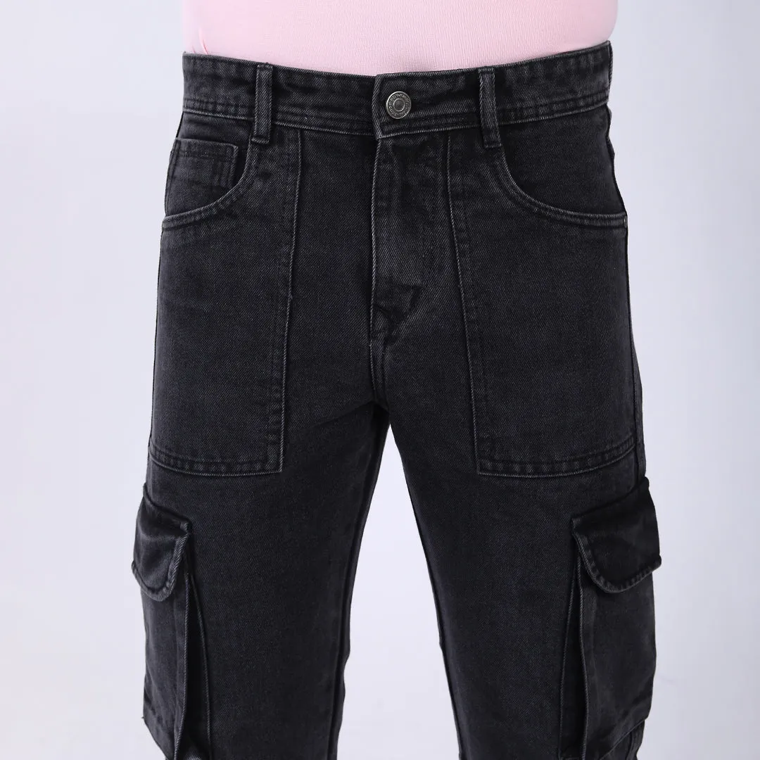BLACK BAGGY CARGO FIT JEAN