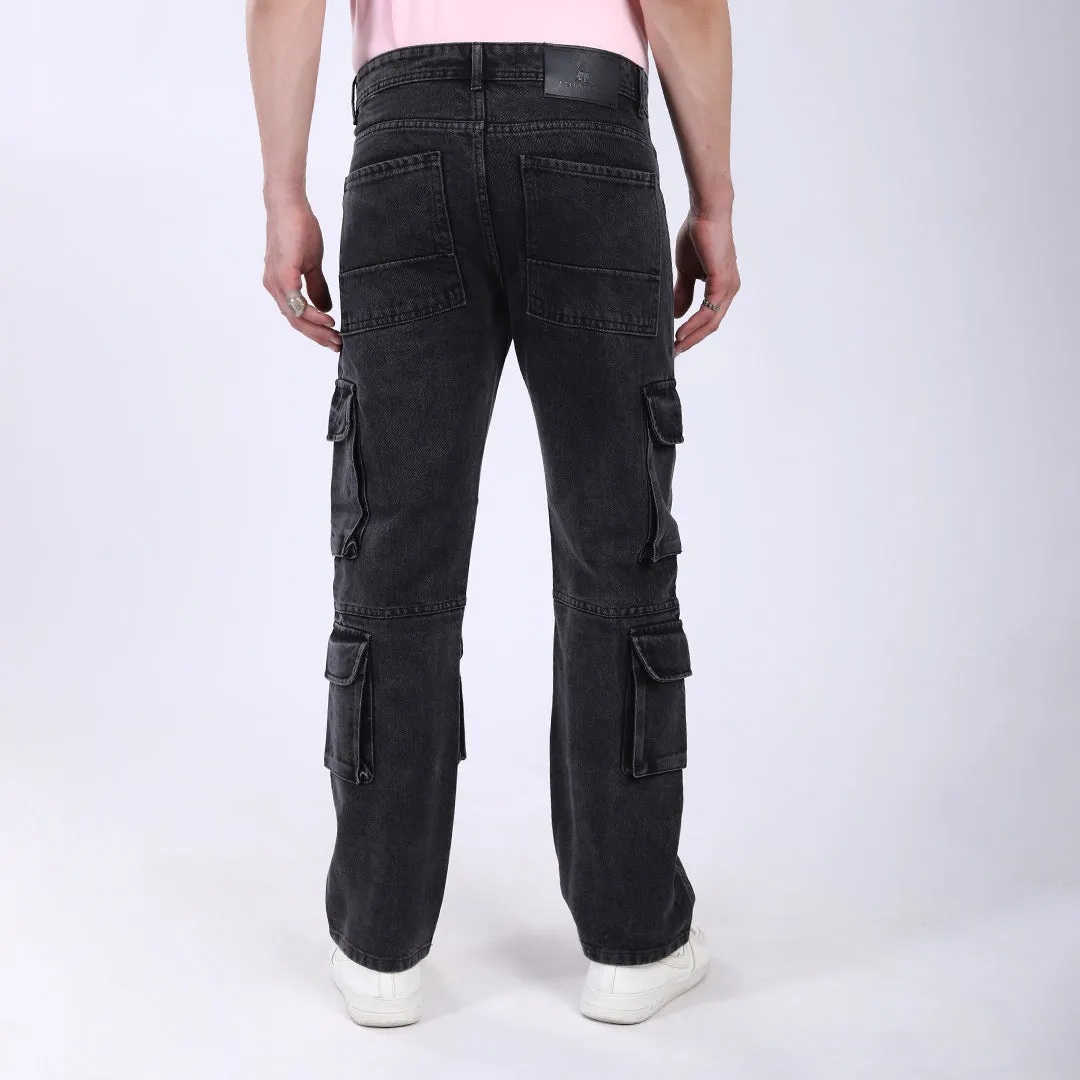 BLACK BAGGY CARGO FIT JEAN