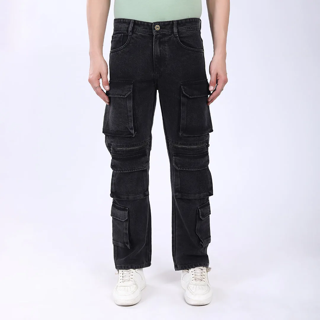 DARK GREY BAGGY CARGO FIT JEAN