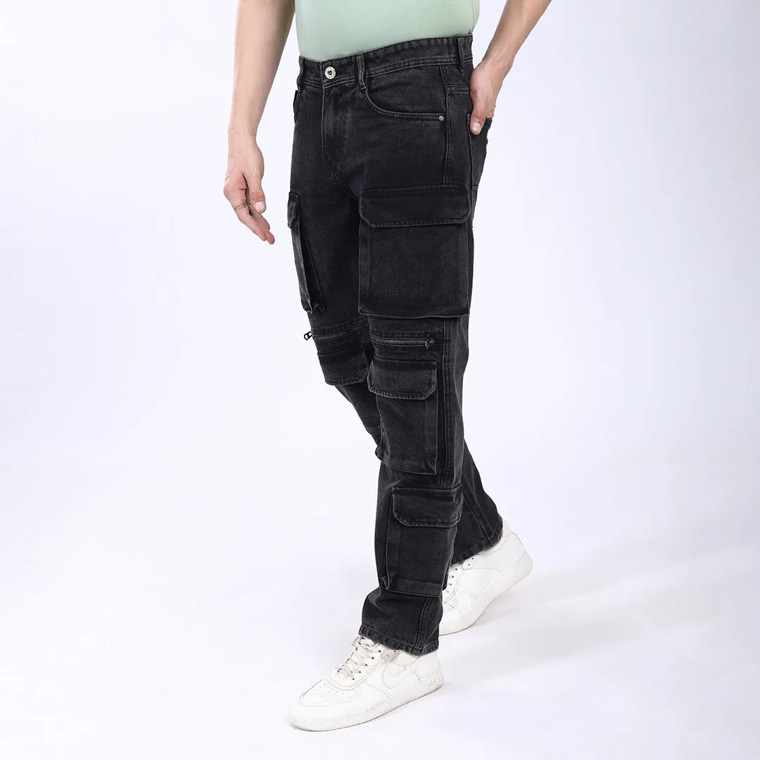DARK GREY BAGGY CARGO FIT JEAN