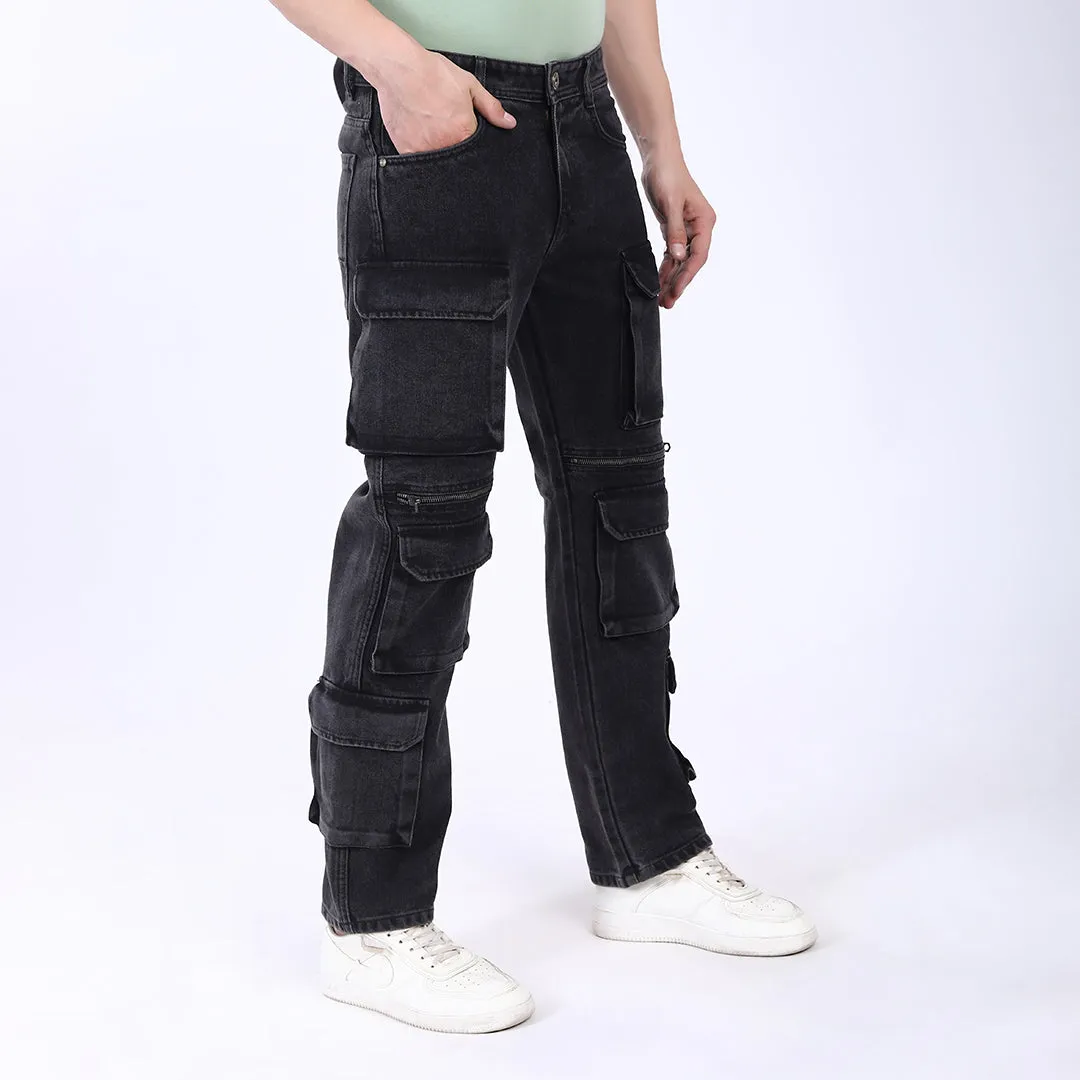 DARK GREY BAGGY CARGO FIT JEAN
