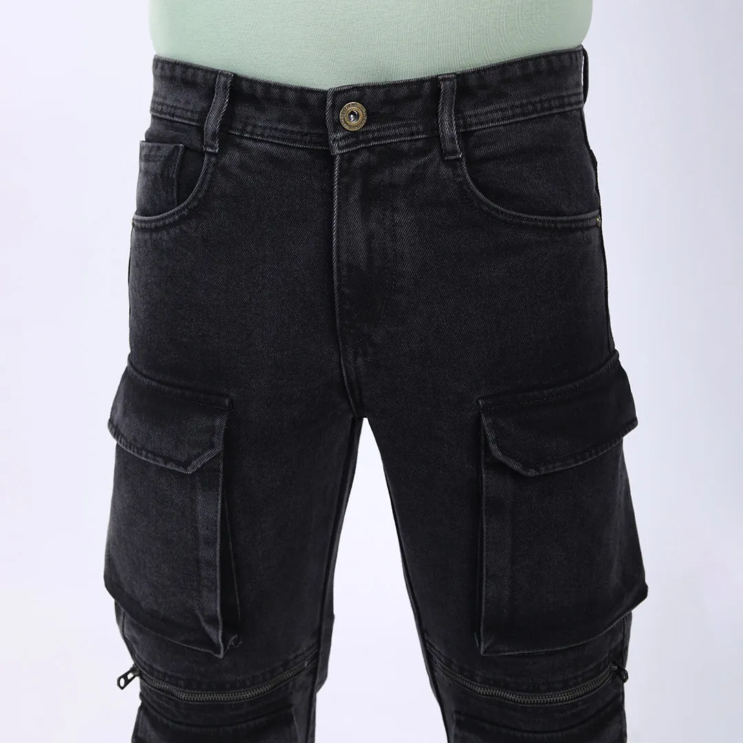 DARK GREY BAGGY CARGO FIT JEAN