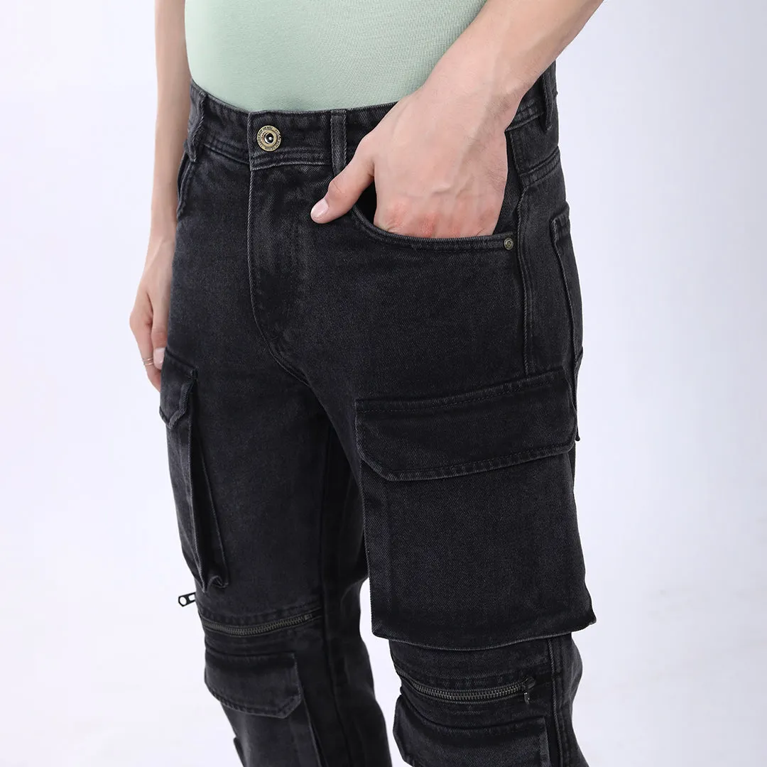 DARK GREY BAGGY CARGO FIT JEAN