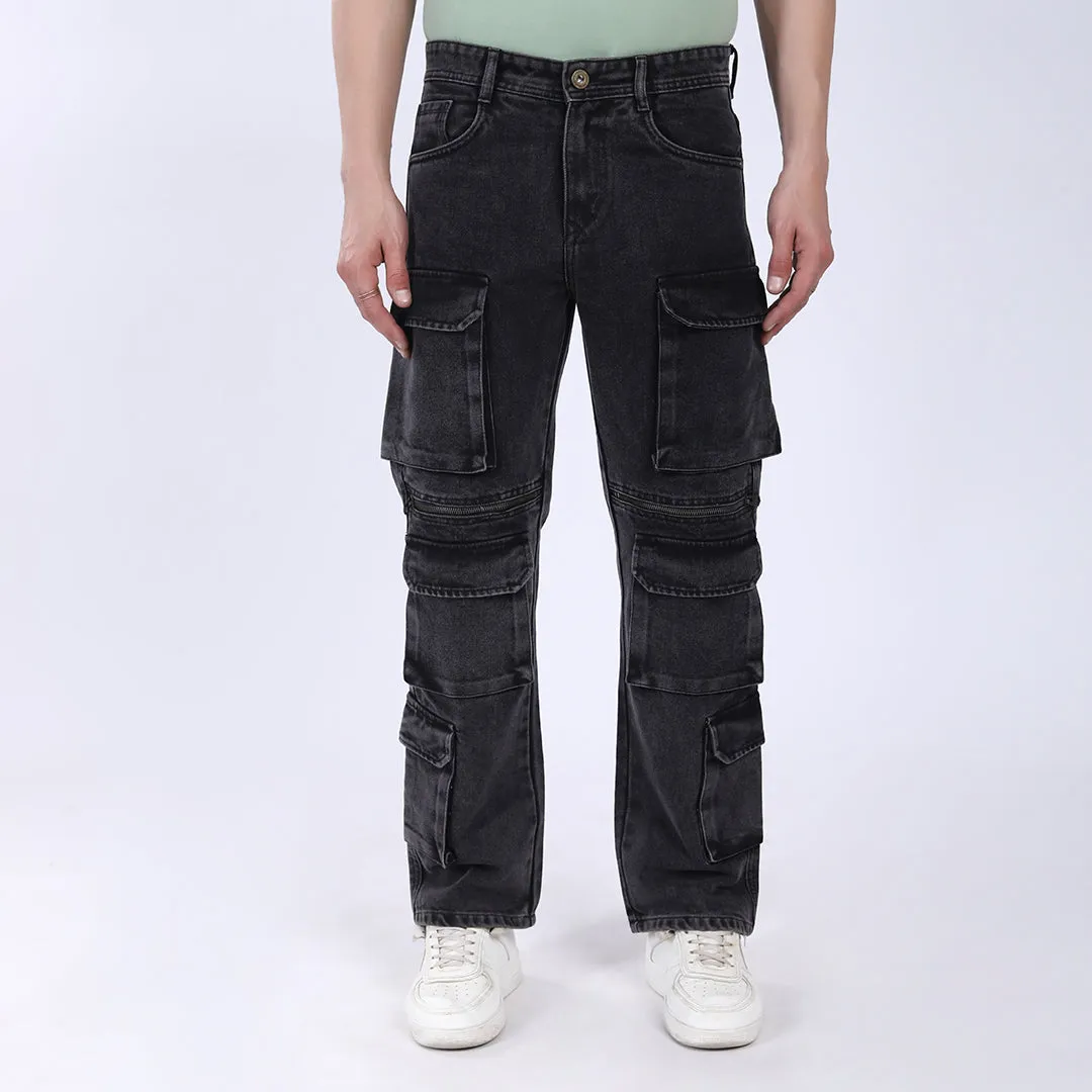 LIGHT GREY BAGGY CARGO FIT JEAN