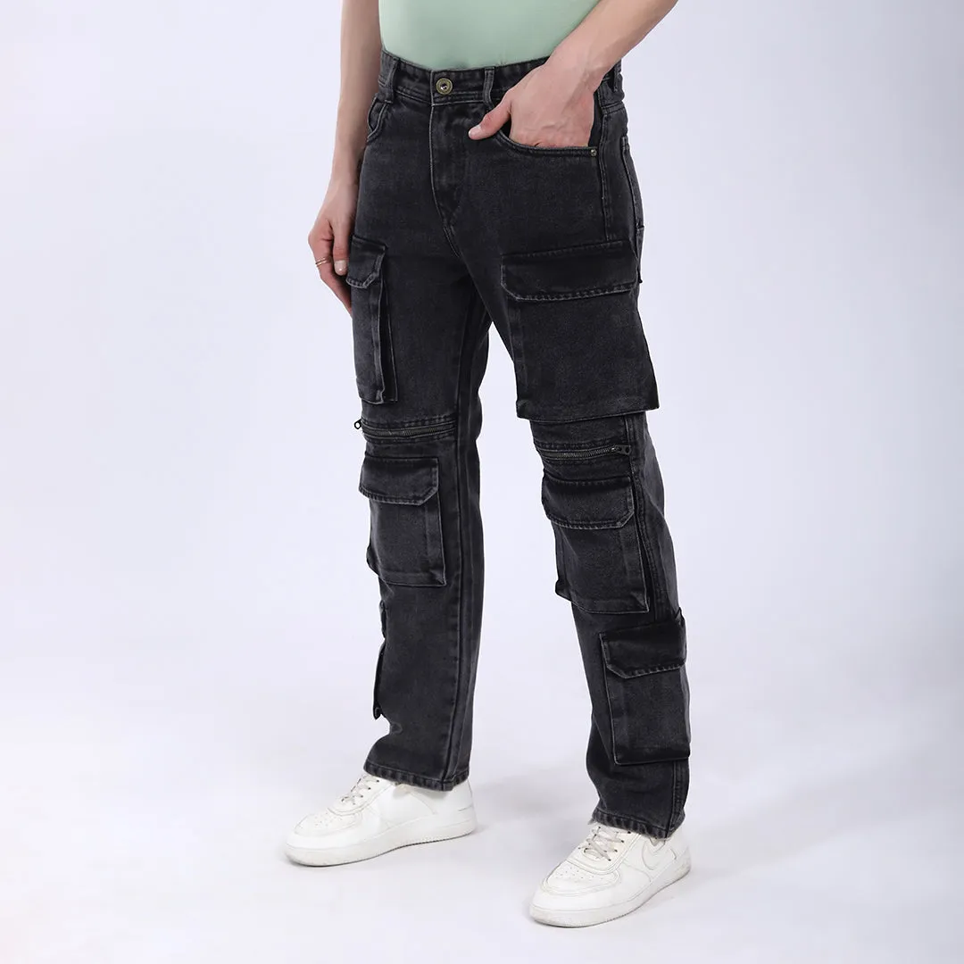 LIGHT GREY BAGGY CARGO FIT JEAN