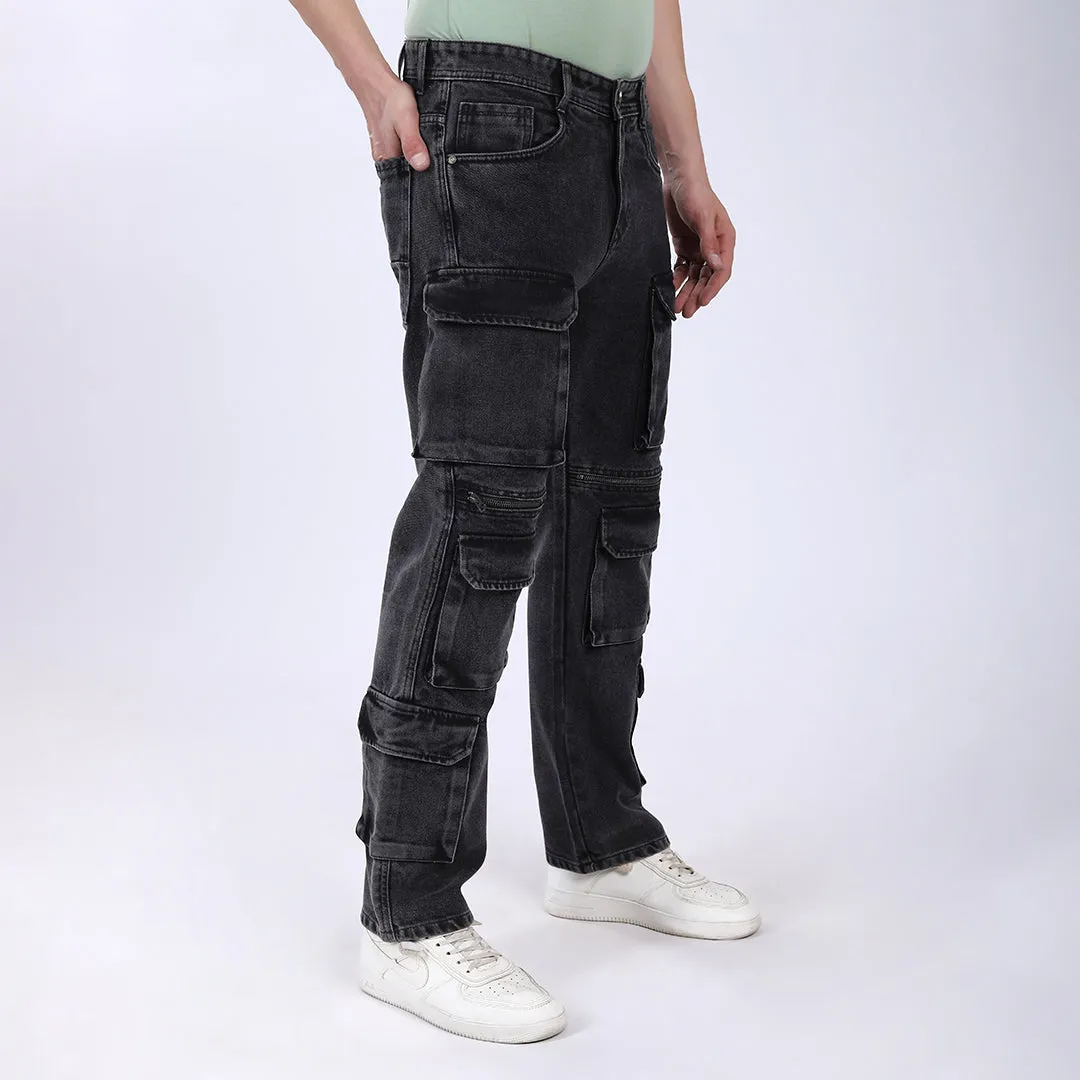 LIGHT GREY BAGGY CARGO FIT JEAN