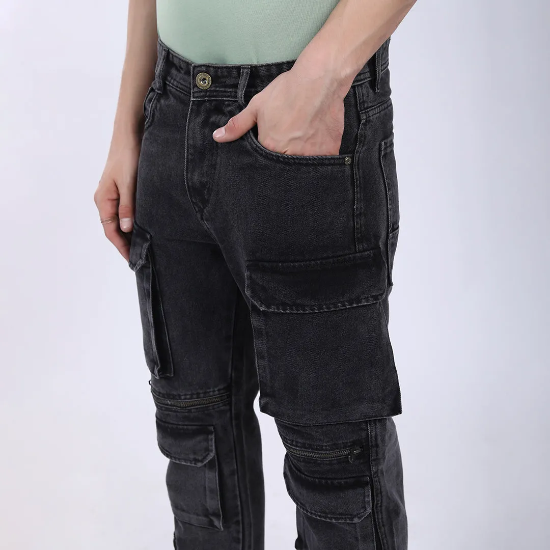 LIGHT GREY BAGGY CARGO FIT JEAN
