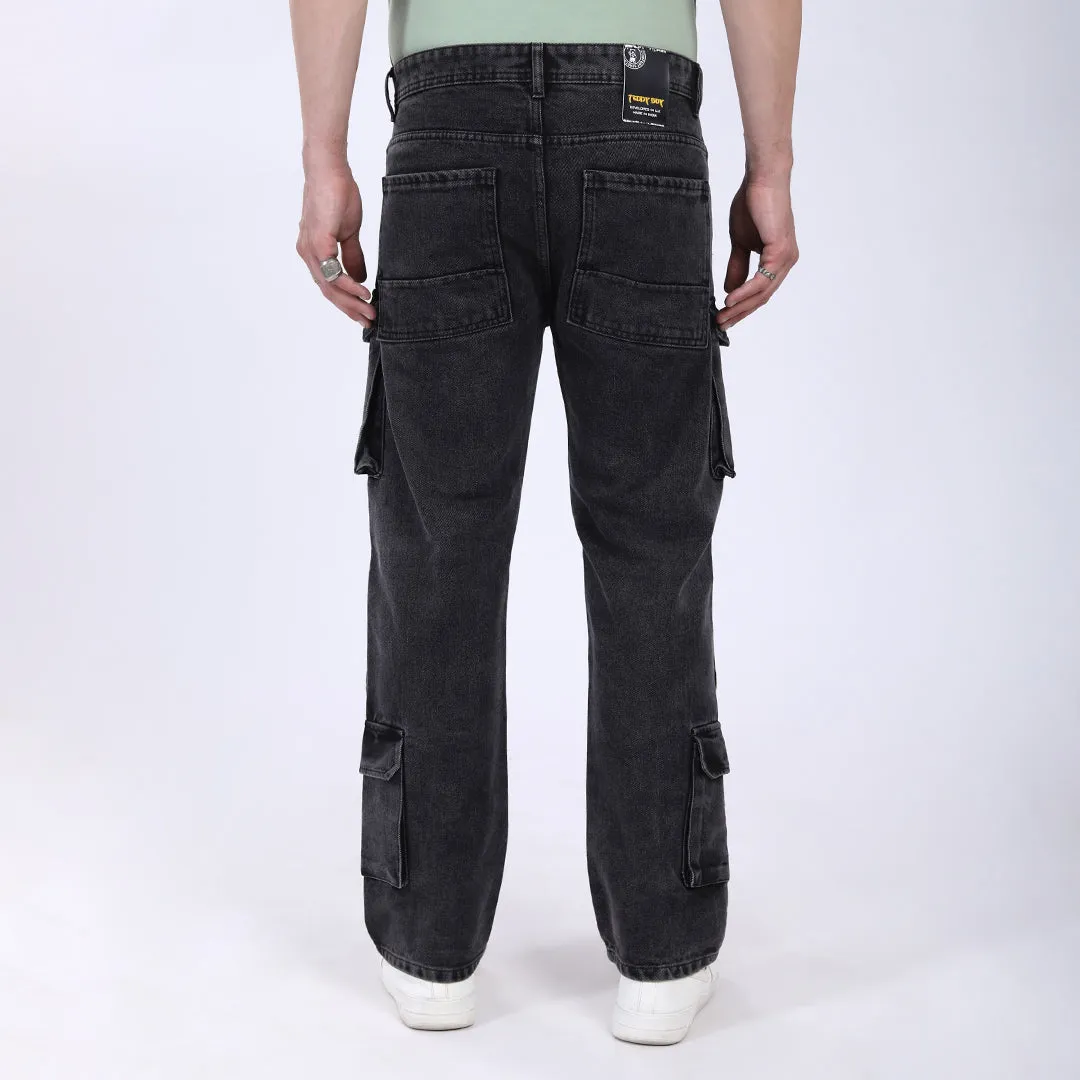 LIGHT GREY BAGGY CARGO FIT JEAN