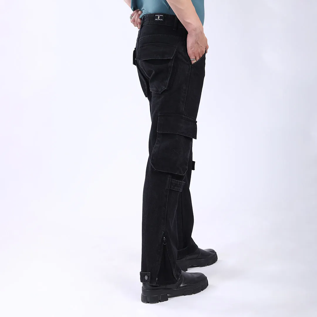BLACK BAGGY CARGO FIT JEAN