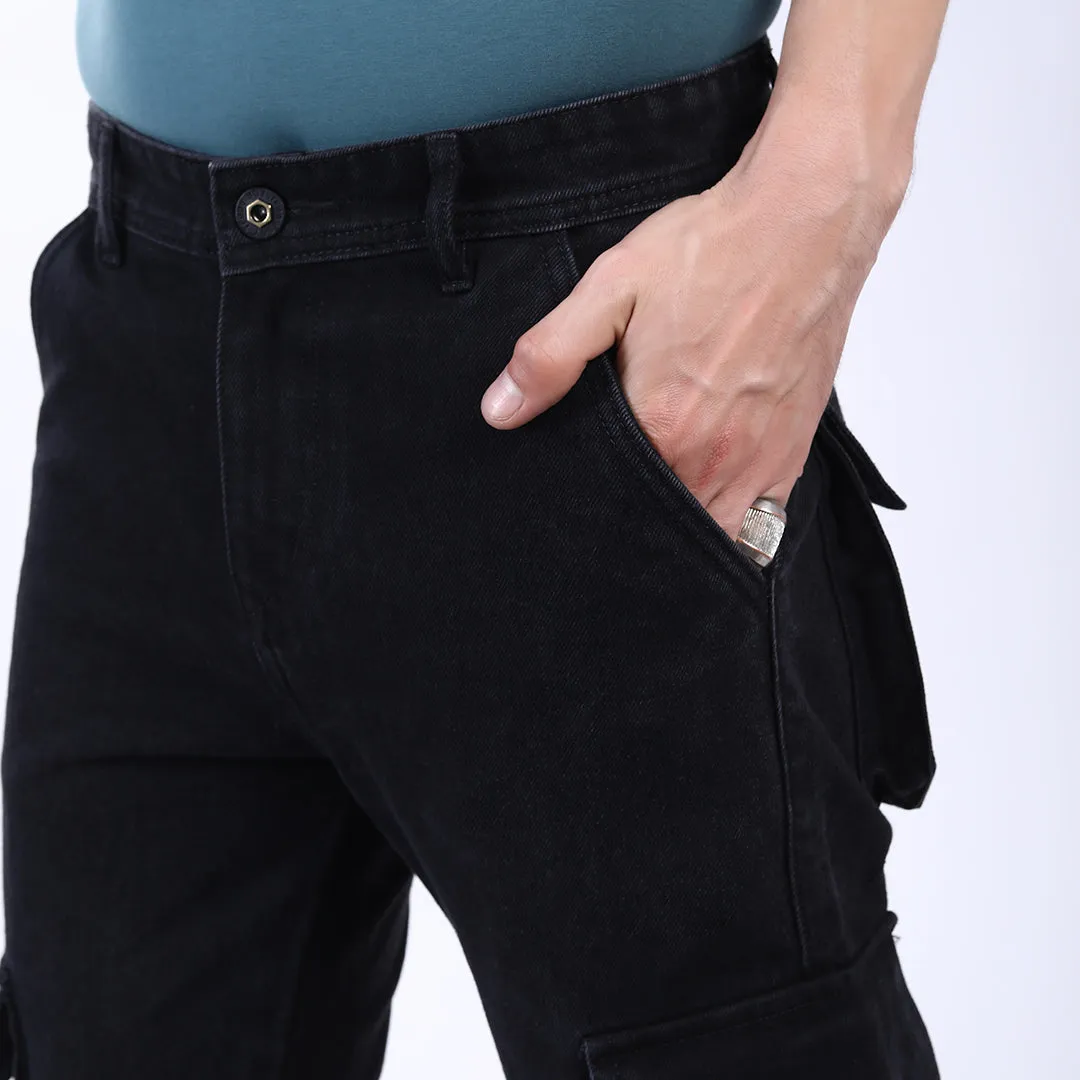 BLACK BAGGY CARGO FIT JEAN